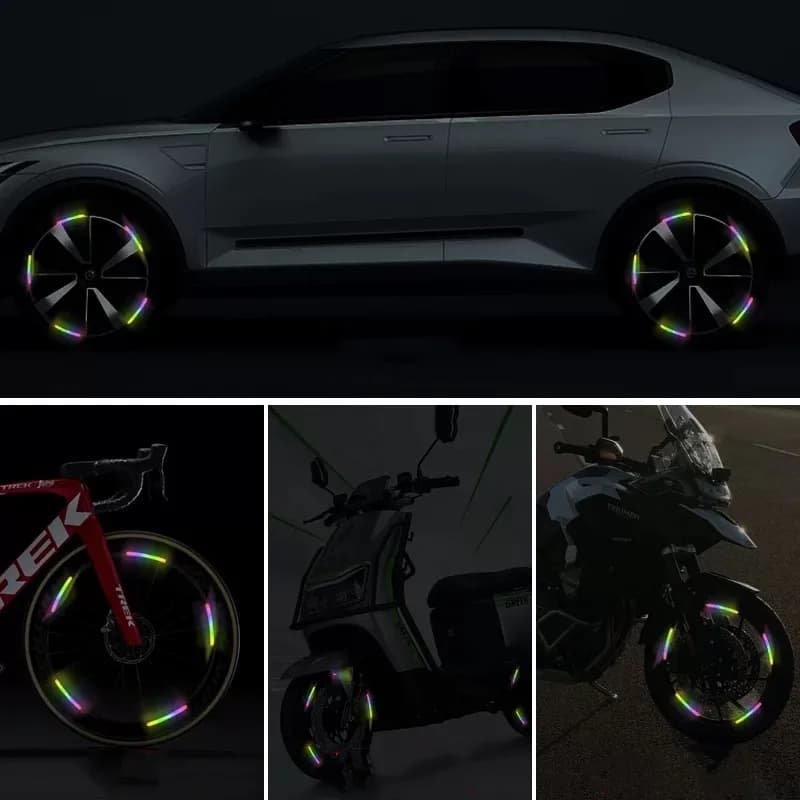 For Bicycle Wheels Car Motorcycle Seven-Color Laser Car Decoration Accessories Anti-Collision Reflective Warning Stickers - 2