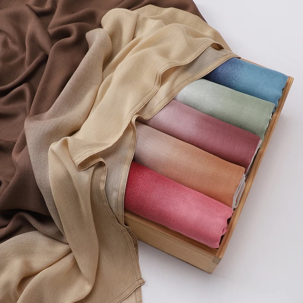 حجاب جديد بألوان متدرجة وشاح لونين صبغ ربطة عنق شالات قطنية لفائف نساء مسلمات عصابة رأس عمامة إسلامية - 3