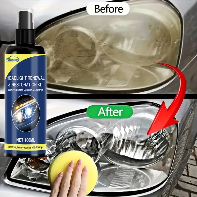 رذاذ استعادة مصابيح السيارة السيراميكية 100 مل، أداة إصلاح مصابيح سيارة فاخرة - يزيل الاصفرار والأكسدة، يستعيد الوضوح، رذاذ حماية طلاء ضوئي طويل الأمد - 3