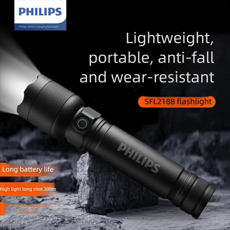 2025 NEW Philips SFL2188 LED Aluminum Alloy Flashlight Portable Light USB Rechargeable Camping Light for Outdoor Hiking - 6