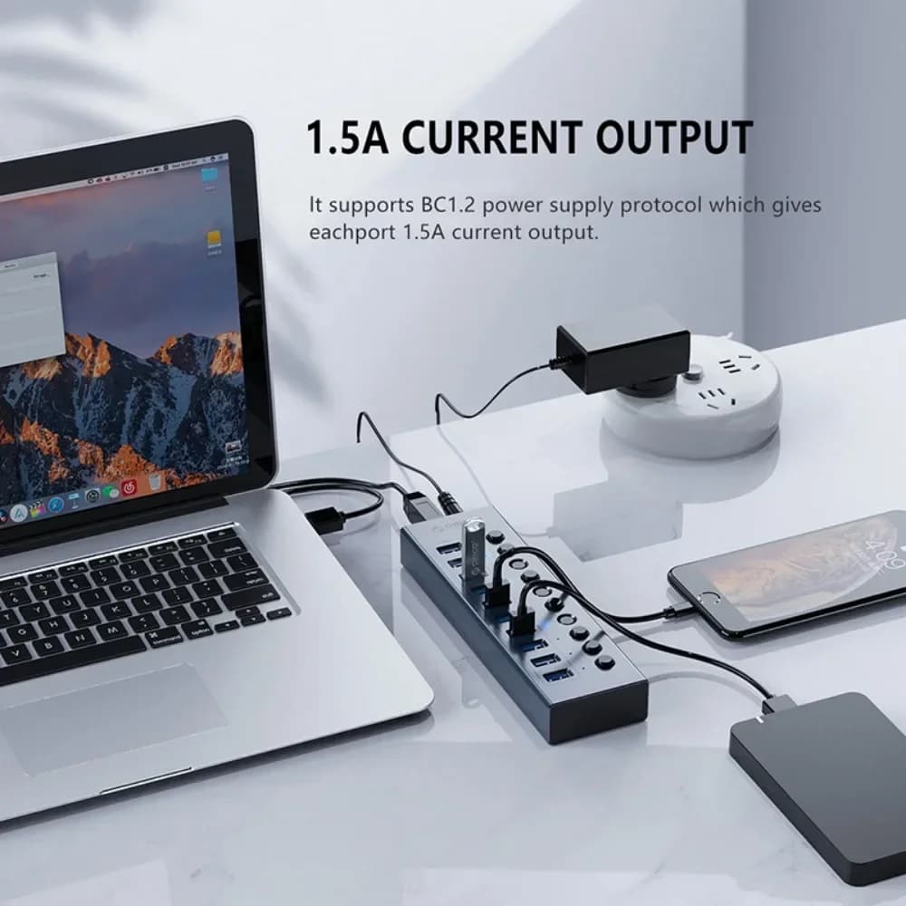 محور صناعي من الألومنيوم ORICO بـ 7/10/13/16 منفذ USB 3.0 محطة تقسيم للكمبيوتر الشخصي محول USB من متجر Orico الرسمي - 3