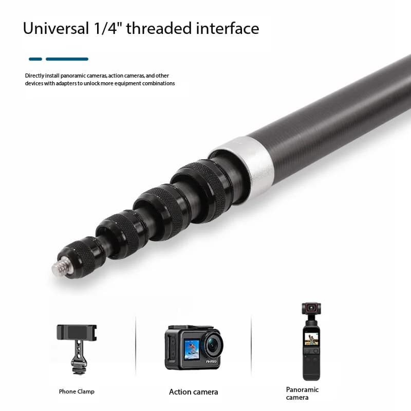 Applicable Insta360 X4/X3/X2 Ultra Long 3-meter Carbon Fiber Adjustable Extension Pole Invisible Selfie Stick - 2