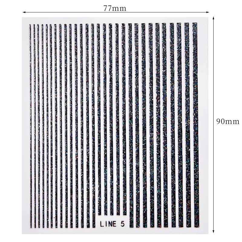 1 ورقة خطوط ثلاثية الأبعاد مسمار ملصقا الهندسة المعادن شريط مسمار الشارات الذهب الأسود تأثير الفرنسية المنزلق مسمار الفن زينة - 6