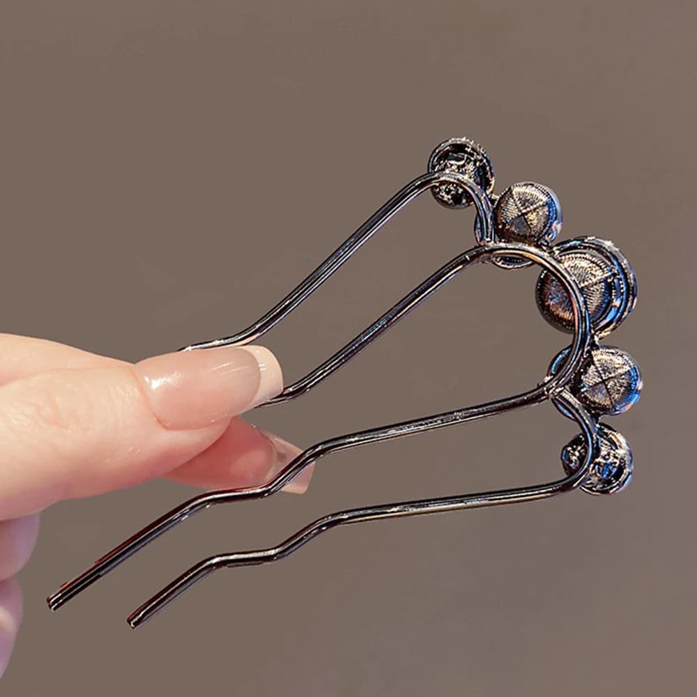 2pcs Fashion Metal U-Shaped Hair Sticks Women Girls Korean Simple Pearl Hair Clip Pins Bun Maker Hairstyle Tools Hair Accessory - 4