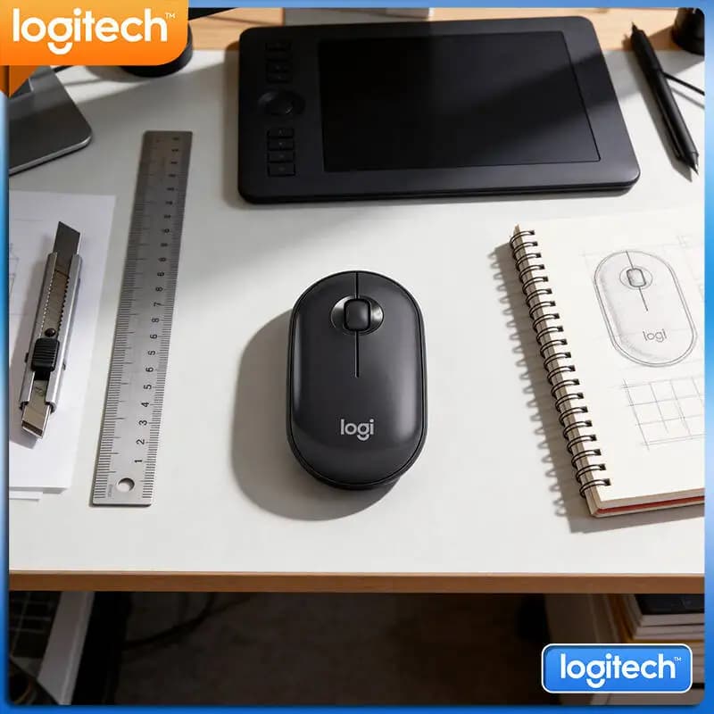 Logitech M350 Pebble Optical Mouse - Minimalist Design, Quiet Clicks, Dual Connectivity, 77g Light, Eco-Conscious User’s Pick
