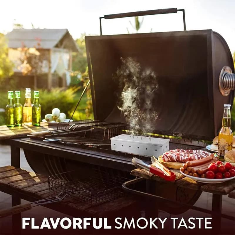 Smoker Box for Wood Chips Stainless Steel Bbq Grilling Accessories Won't Warp On Gas Grill or Charcoal Grill - 6