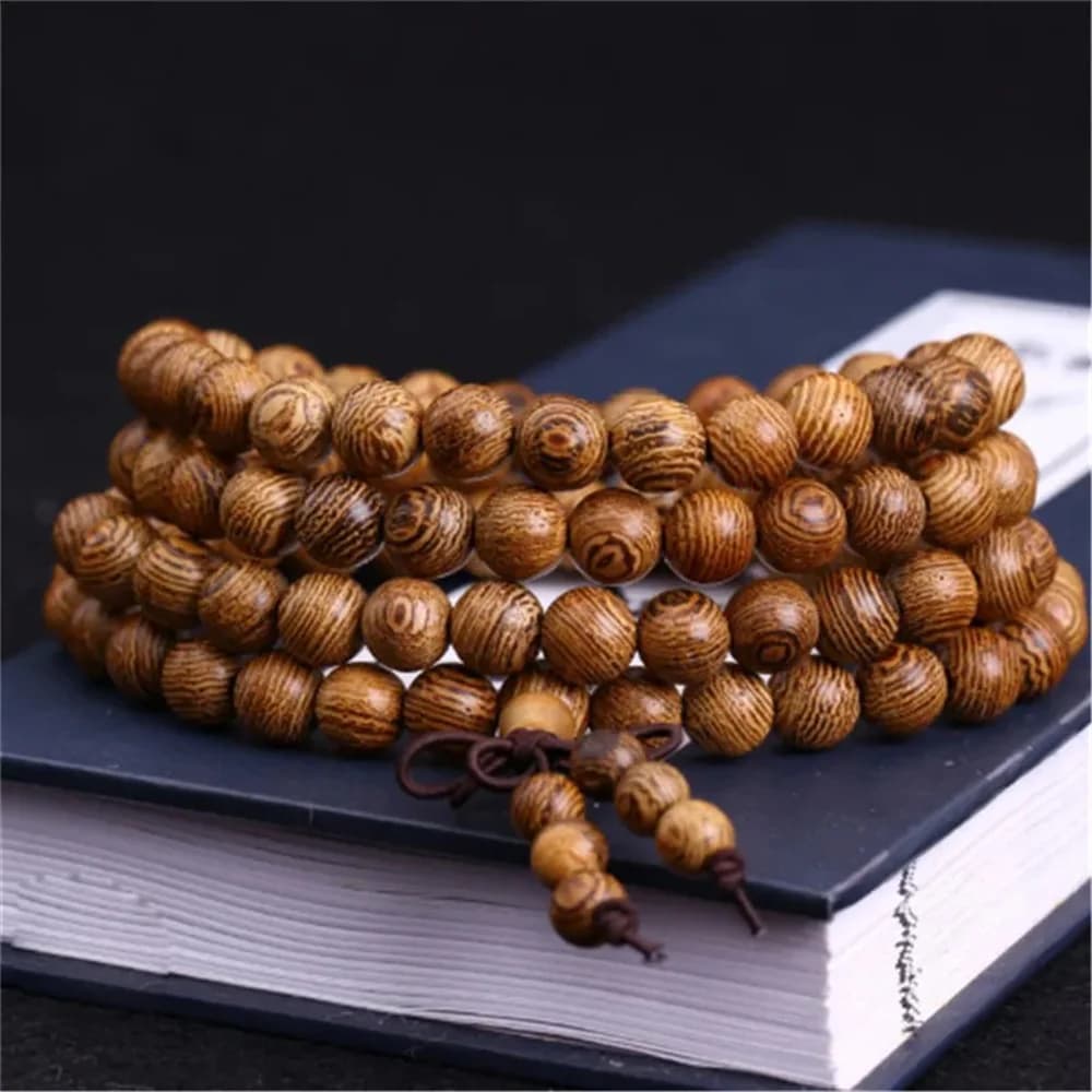 Natural Sandalwood Bracelet Men Buddhist Buddha Meditation Bead Bracelet For Women Prayer 108 Beads Rosary Hanging Decoration - 2