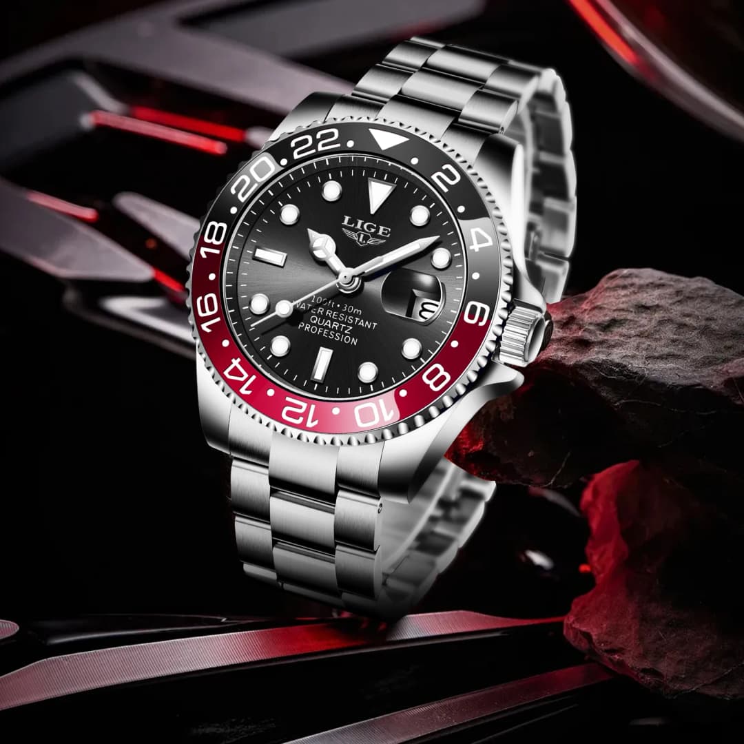 LIGE quartz wristwatch brand new men's watch luminous stainless steel business luxury clock waterproof gift mens watch reloj+BOX - 4