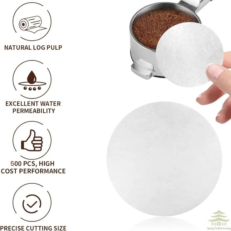 500 قطعة فلتر ورقي للقهوة، 58 ملم فلتر إسبريسو غير مبيض، ورق بورتافيلتر متوافق مع Breville Barista - 2