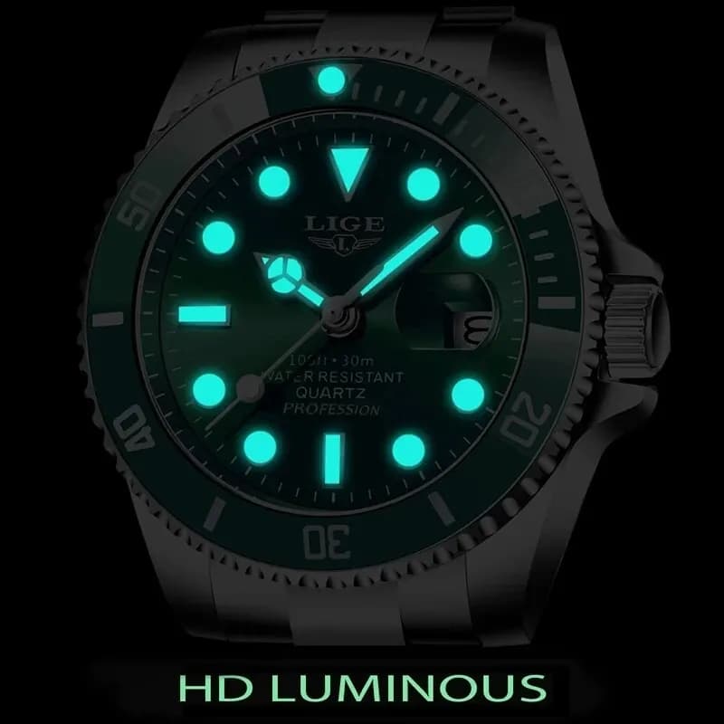 LIGE Top Brand Luxury Fashion Diver Watch Men 30ATM Waterproof Date Clock Sport Watches Mens Quartz Wristwatch Relogio Masculino - 3