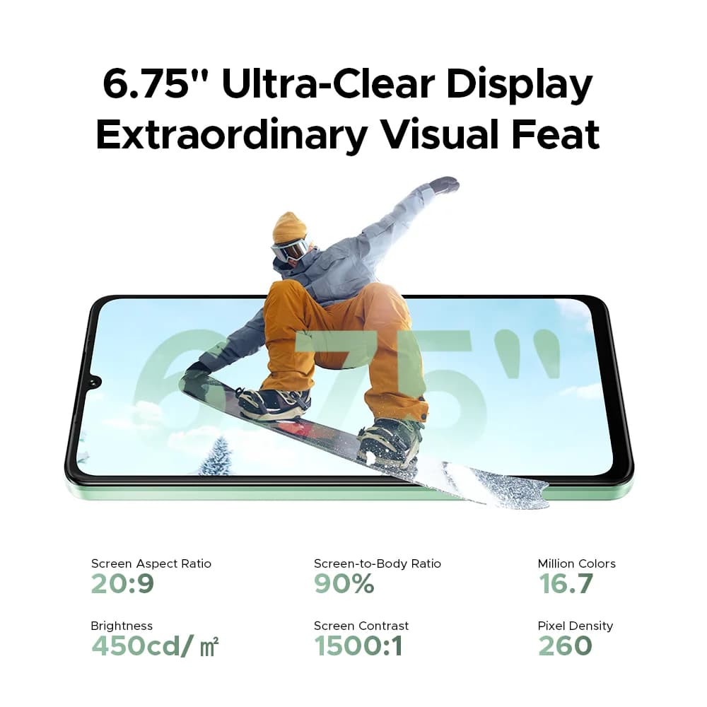 الإصدار العالمي لهاتف DOOGEE Note59 Pro 5G الذكي بنظام أندرويد 15 وذاكرة رام 8 جيجابايت وذاكرة داخلية 256 جيجابايت وشاشة 6.75 بوصة HD+ وبطارية 6250 مللي أمبير وتقنية NFC - 5