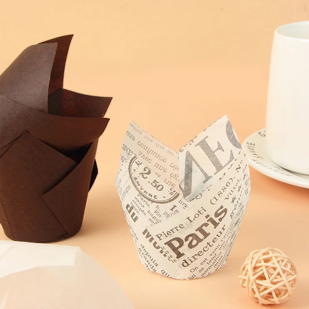 50pcs Tulip Muffin Cupcake Paper Cups Oilproof Cupcakes Liner Baking Muffin Box Cup Cake Decorating Tools Muffin Wrap Cases - 5