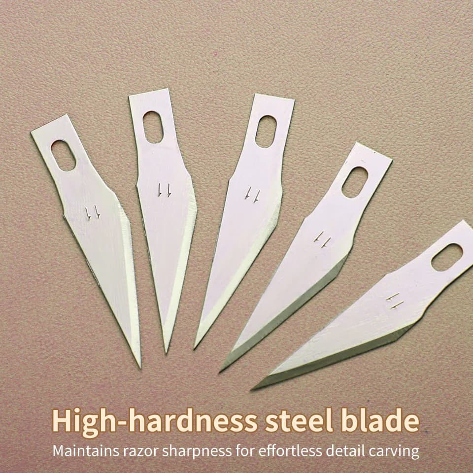 سكين قطع الجلد والنقش على المعادن، مع شفرات متعددة، لنحت الخشب والفواكه والحرف اليدوية - اصنعها بنفسك - 6