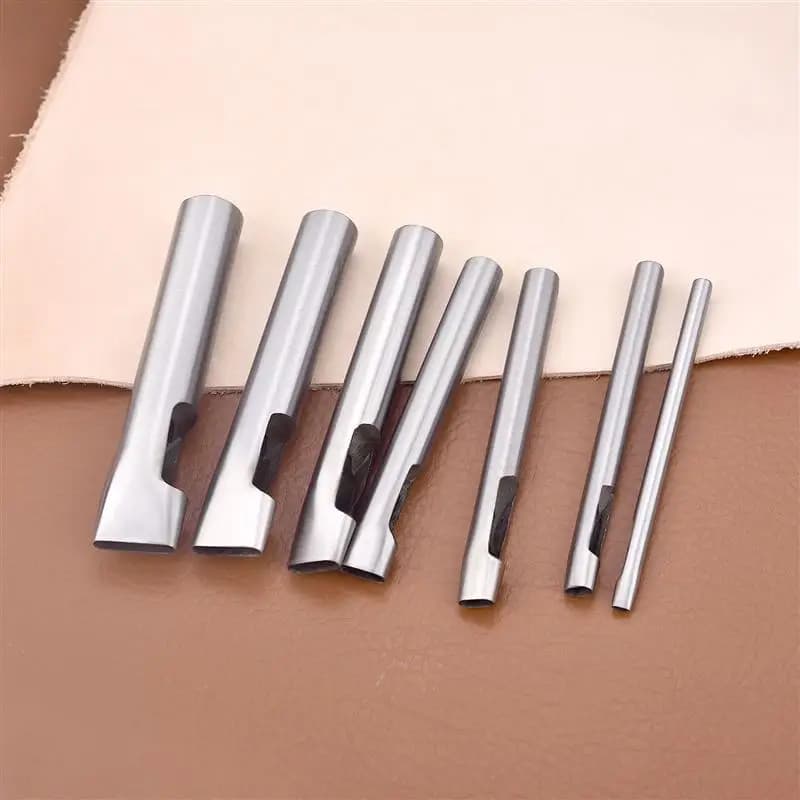 الجلود مستطيل حزام ثقب الناخس البيضاوي ثقب حزام حزام (استيك) ساعة اللكمات المسطحة الثقيلة الجوف لكمة DIY بها بنفسك أدوات الجلود الحرفية - 5