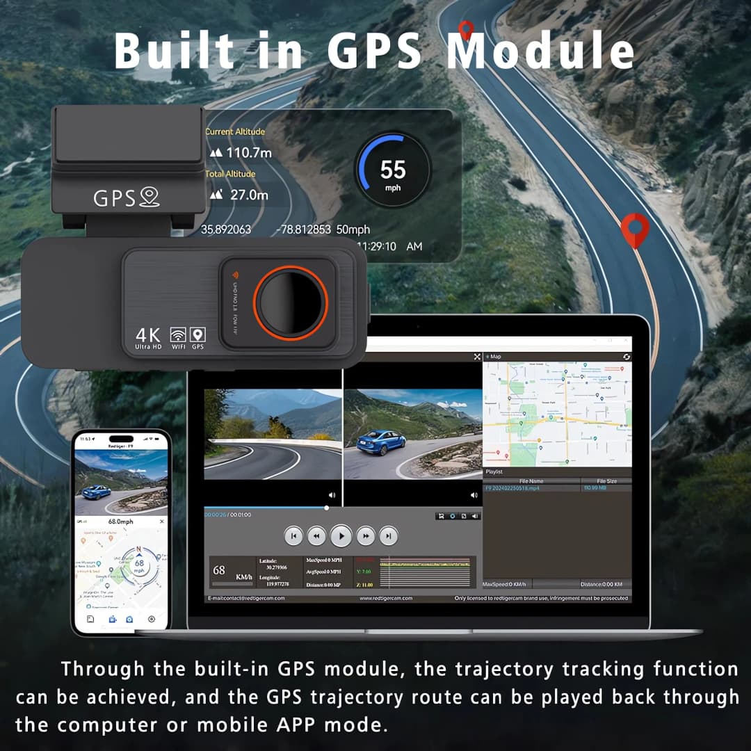 Dash Cam Dual Lens 4K UHD Recording Car Camera DVR Night Vision Video Recorder GPS Wi-Fi Room Black Box 2.5K Rear View Camera - 5