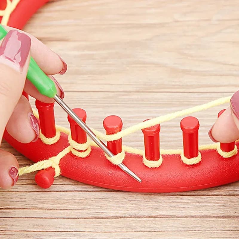 1 مجموعة مستطيل الجولة DIY الحياكة تلوح في الأفق وشاح سترة قبعة شال خياطة متماسكة اليدوية الحرفية النسيج تجديل أداة - 3