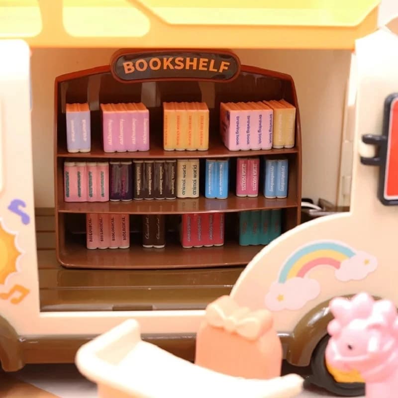 جديد غابة الحيوان في الهواء الطلق محطة عربة حافلة مدرسية مجموعة DIY محاكاة الأثاث فتاة اللعب منزل لعب طفل هدية عيد ميلاد - 5