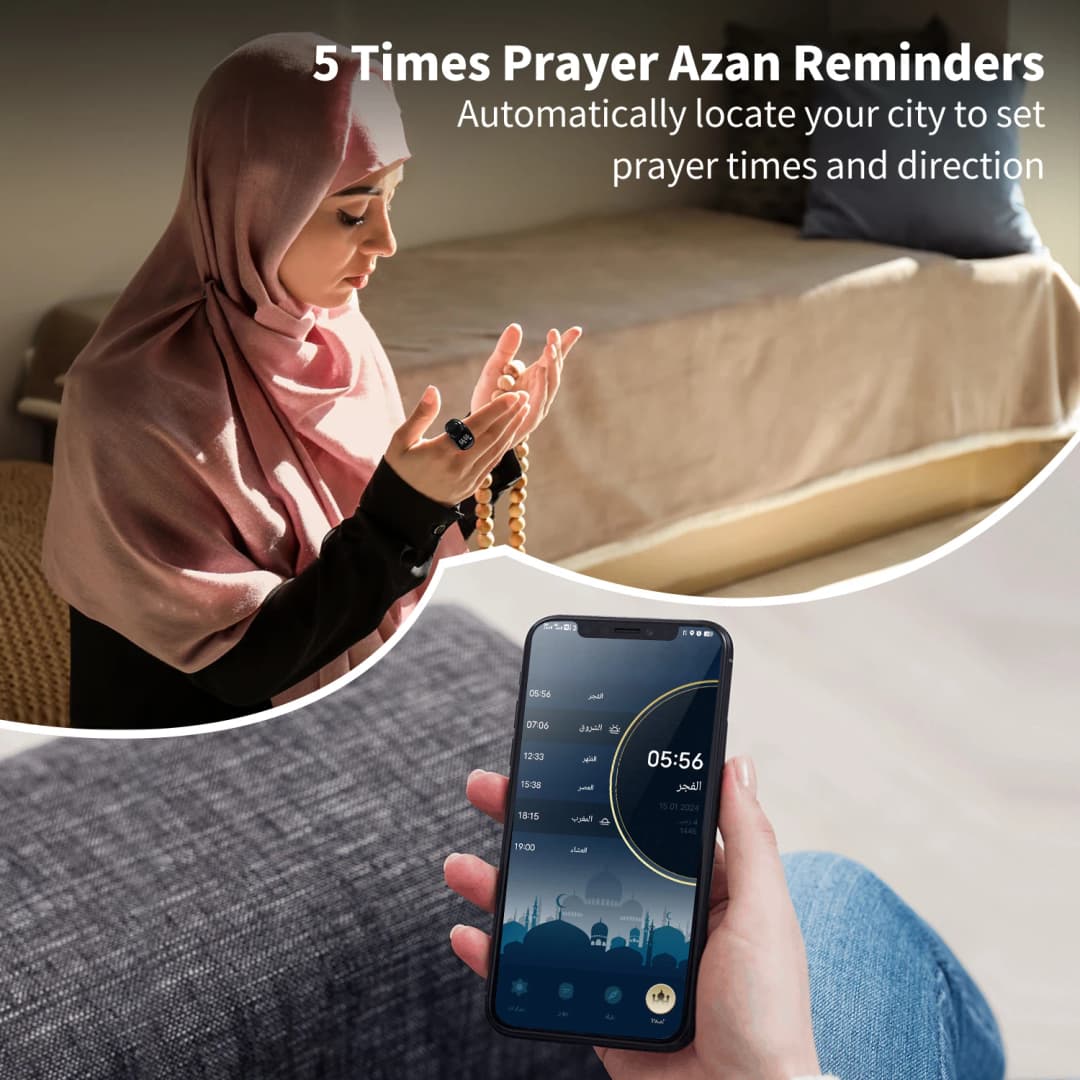 Muslim Gift Ceramics Smart Electronic Zikr Ring Counter Digital Azan Alarm Clock Tasbeeh Tasbih Zikr Ring - 5