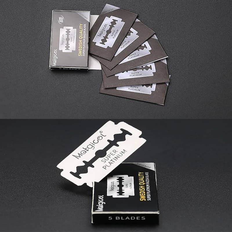 5/10 قطع شفرات حلاقة كلاسيكية مزدوجة الحافة للرجال، شفرات حلاقة آمنة من الفولاذ المقاوم للصدأ - 6