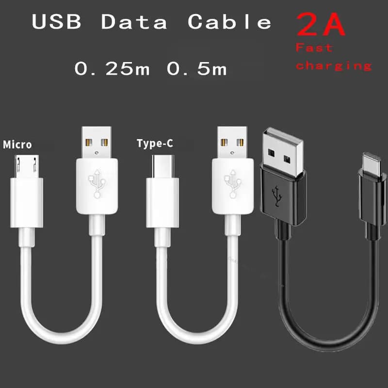 كابلات بيانات قصيرة USB-A Type C Micro، شحن سريع، لسامسونج وهواوي وأجهزة أندرويد، كابل بنك طاقة