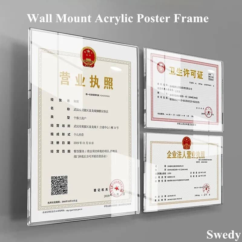 A4 Wall Mount 8.5 x 11 Inch Acrylic Sign Holder Stand Restaurant Menu Paper Price Listing Picture Photo Poster Flyer Frame - 3