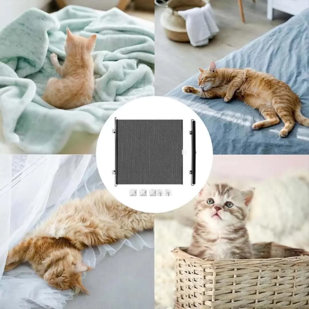 بوابة أمان قابلة للسحب للحيوانات الأليفة، سهلة التركيب بدون حفر، مناسبة للقطط والكلاب، للممرات والمداخل والدرج - 6