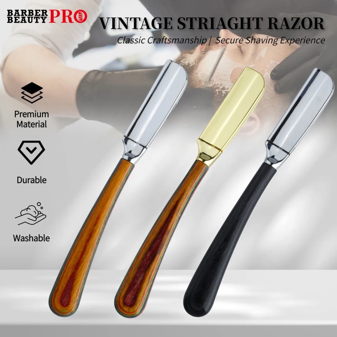 شفرة حلاقة جديدة احترافية للحية، شفرة حلاقة مستقيمة، أدوات إزالة الشعر للرجال، مقبض خشبي، قبضة مقاومة للانزلاق للحلاقة المنزلية