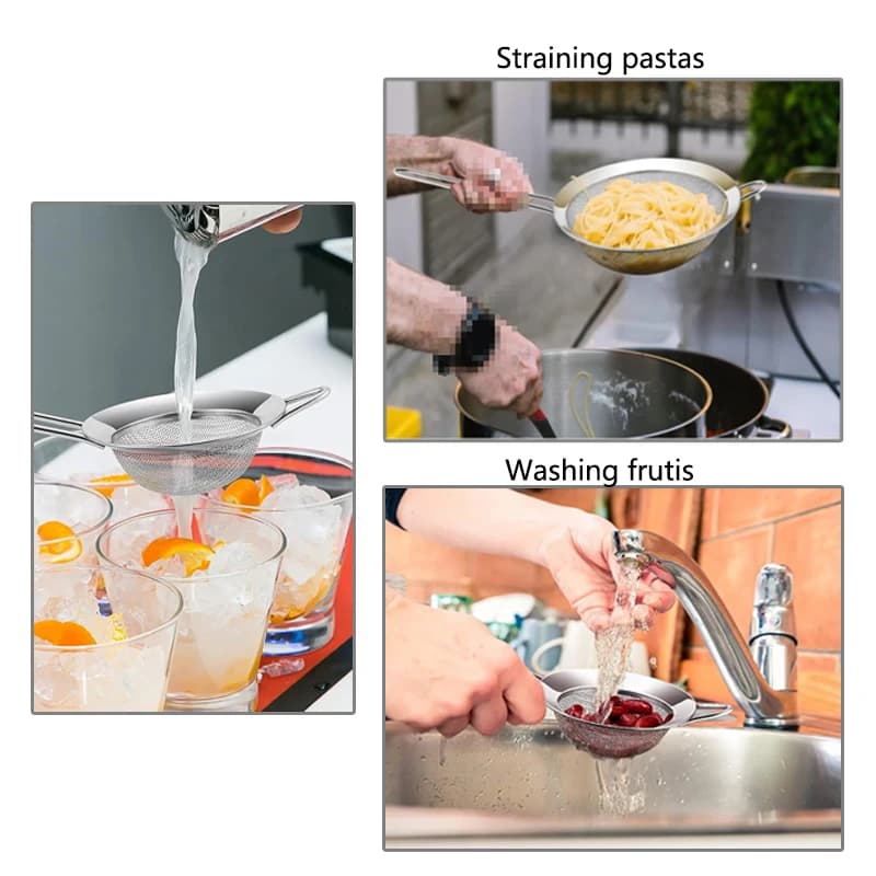 1/3/4 قطع/مجموعة سلك فولاذ مقاوم للصدأ شبكة ناعمة مصفاة زيت مصفاة دقيق منخل منخل أدوات خبز المعجنات ملحقات المطبخ - 6