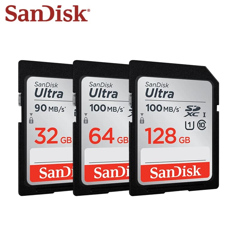 SanDisk Ultra SD Card 32GB 64GB 128GB 256GB SDXC Class 10 U1 Flash SD Memory Card High Speed For SLR Camera Shooting 4K  Video - 4