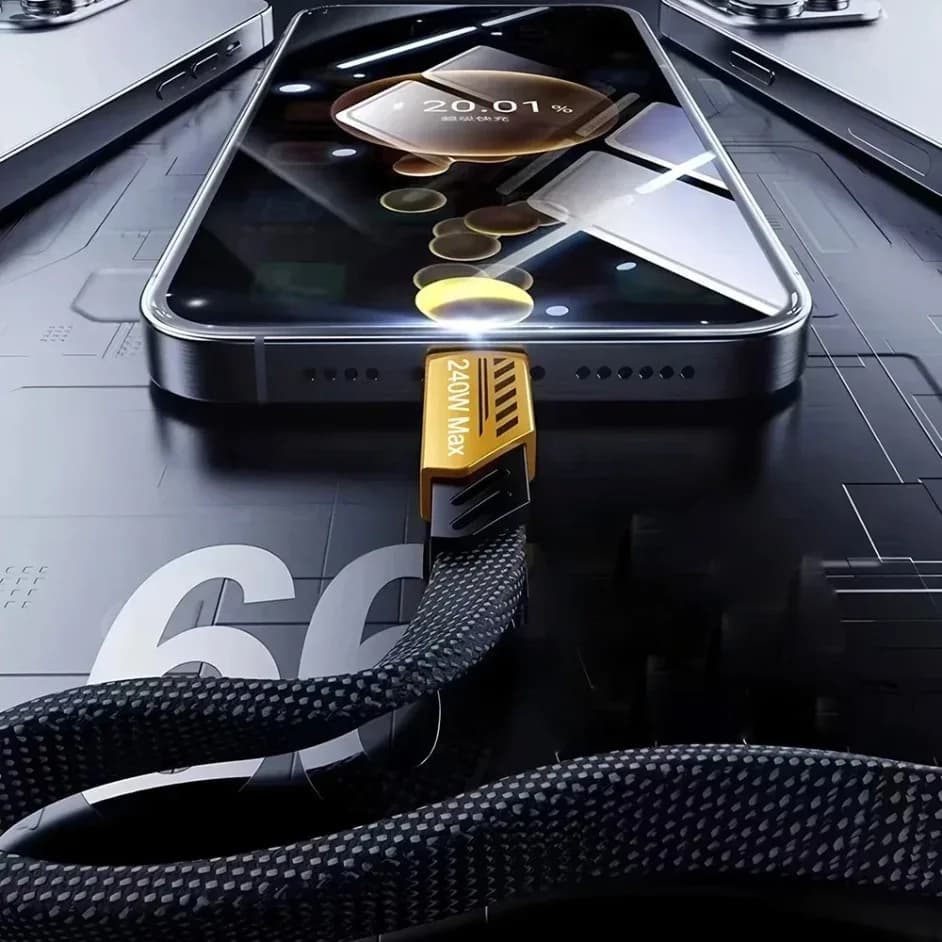 2 في 3 USB كابل شحن سريع 240 واط نايلون مضفر متعدد المنافذ نوع C كابل شاحن الهاتف المحمول الحبل آيفون 16 سامسونج شاومي - 5