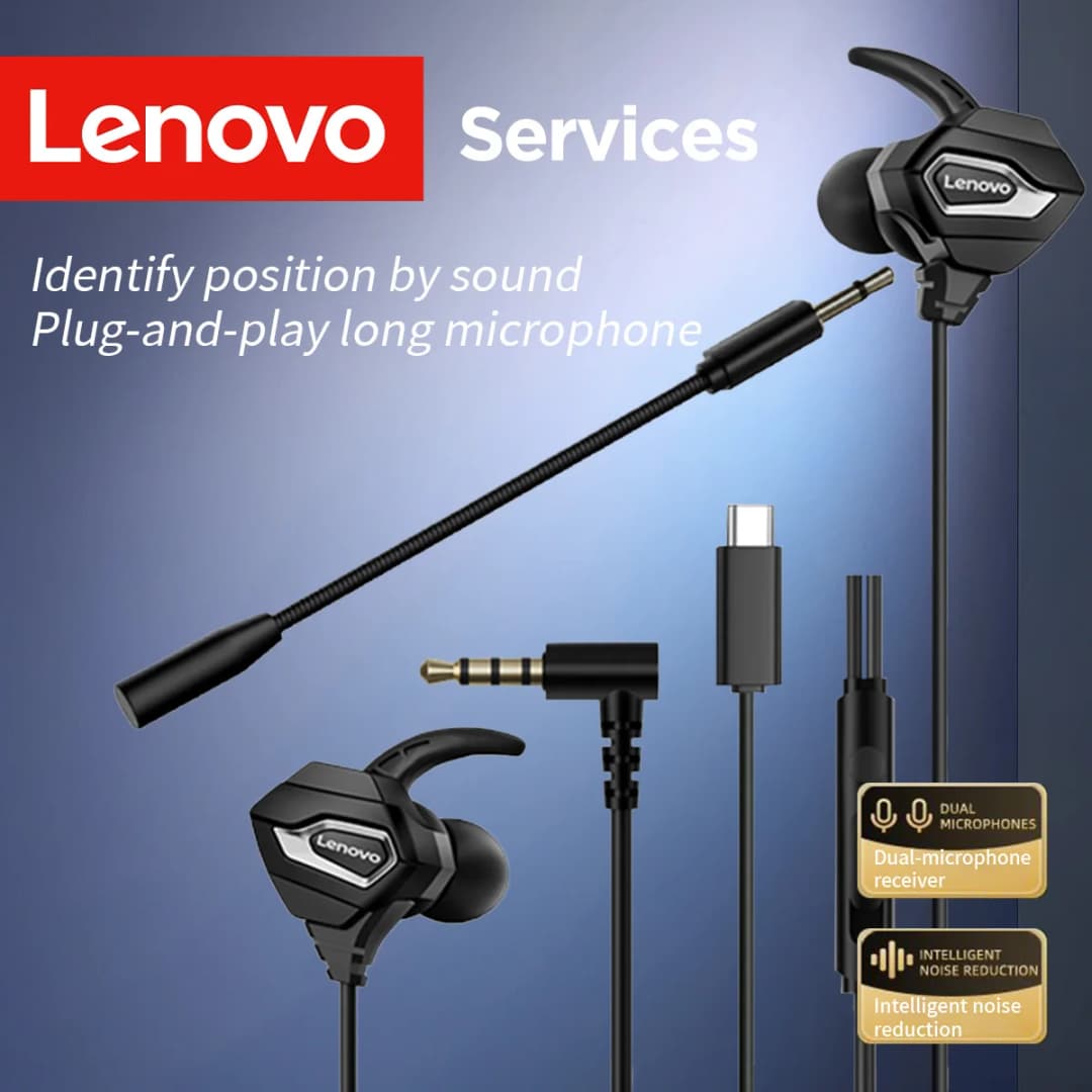 Lenovo In-Ear Gaming Low Latency Anc Headset Dual Microphone Noise Cancelling Type-C/3.5Mm Earphones for Gamer Tablet Pc Game - 5