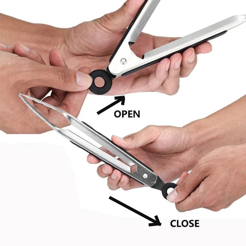 1Pcs BBQ Grill Tongs Salad Steak Spaghetti Candy Charcoal Meat Stainless Steel Camping Barbecue Kitchen Frying Food Clips Clamp - 2