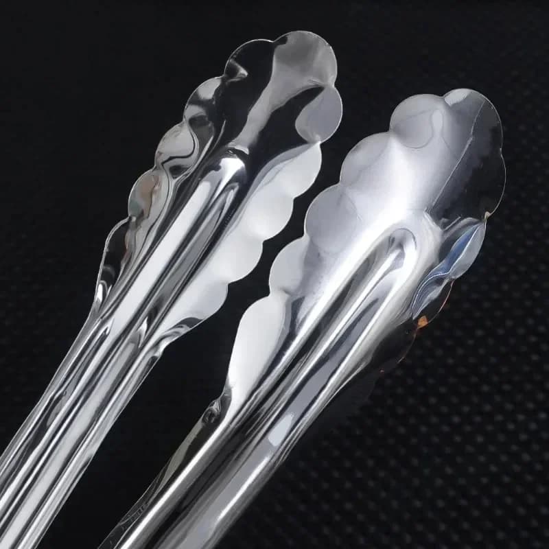 ملقط شواء من الفولاذ المقاوم للصدأ 5/1 قطعة - مقبض طويل غير قابل للانزلاق للشوي/الخبز/السلطة/مكعبات الثلج، أدوات مطبخ آمنة لغسالة الصحون - 3