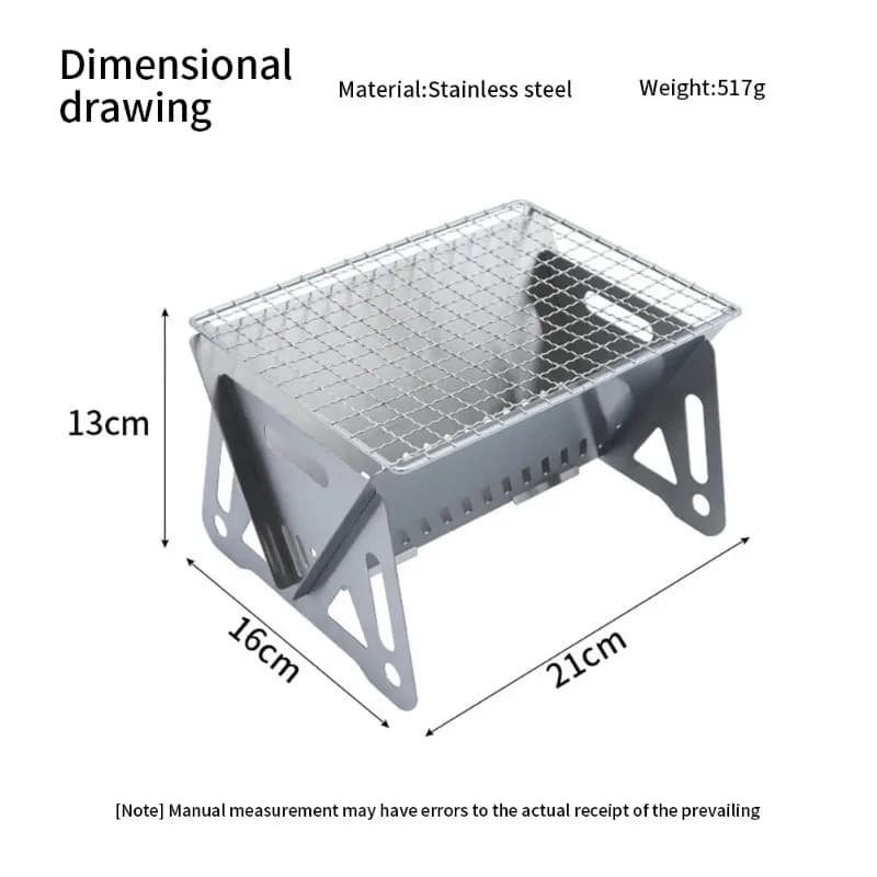 Stainless Steel BBQ Grill Portable Folding Heating Stoves Multifunction Camping Barbecue Grill Rack Net Firewood Stove - 3