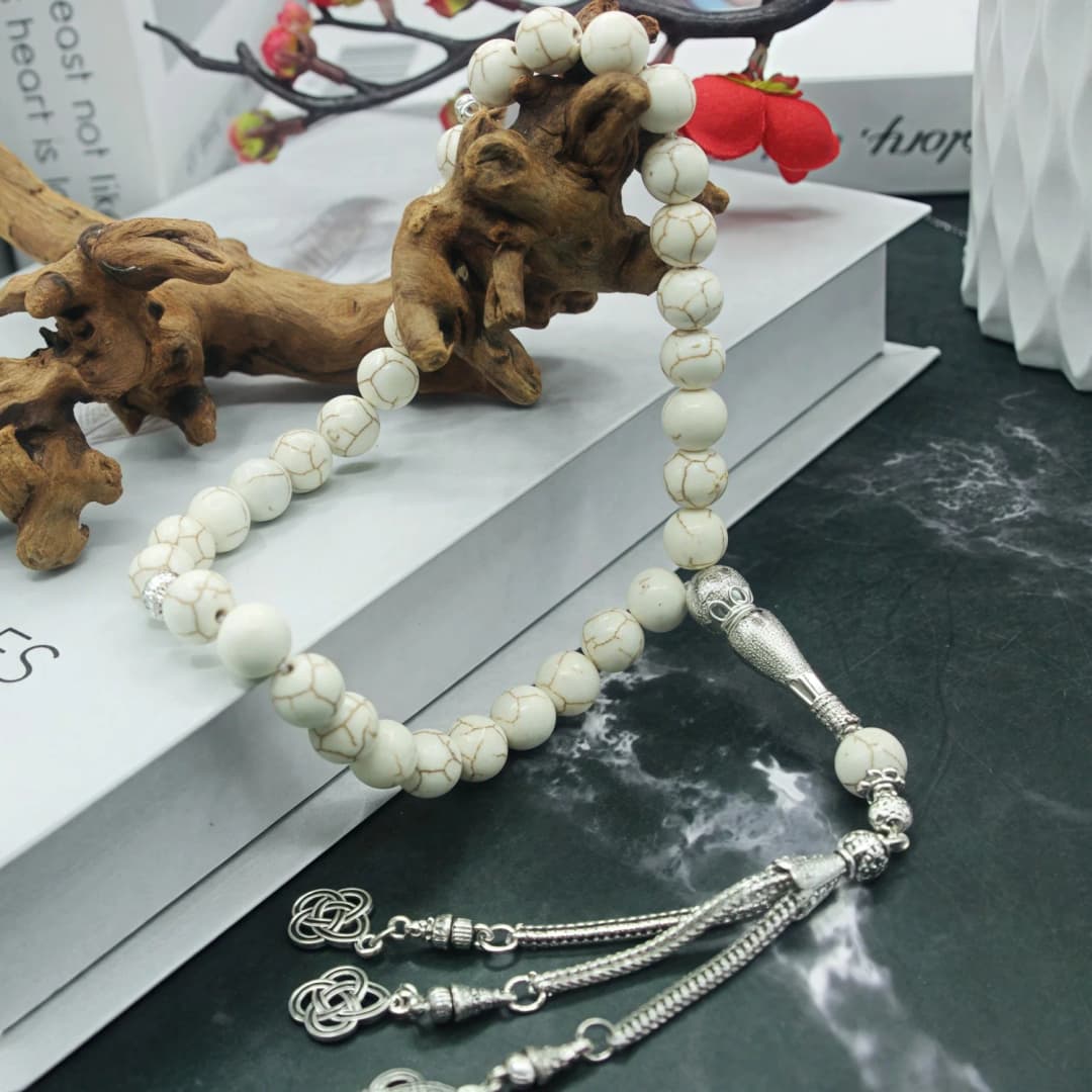 Tasbih turquoise Natural Gemstone 33 Beads Muslim Prayer Beads Metal Tassel with Islamic Gifts for Dhikr Namaz Meditation - 6