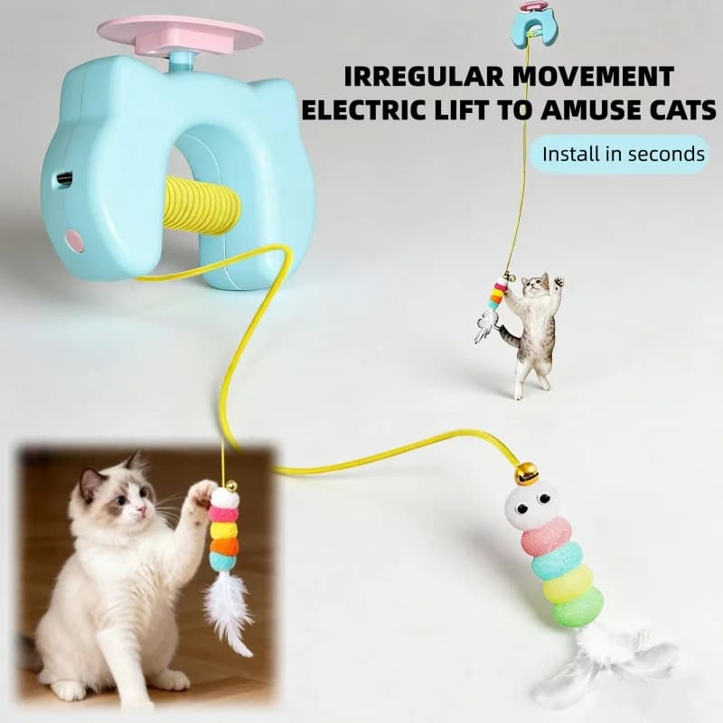 Pet Stress Relief Toys for Cats, Rechargeable Interactive Hanging Door Cat Toy, Automatic Electric Flying Bird Cat Toy for Hunt