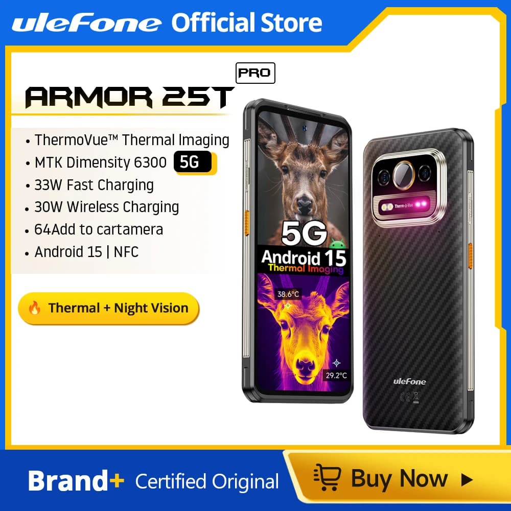 Ulefone Armor 25T Pro 5G  Rugged Phone  Android 15 30W Wireless Charging 50MP+64MP Night NFC Waterproof Smartphone