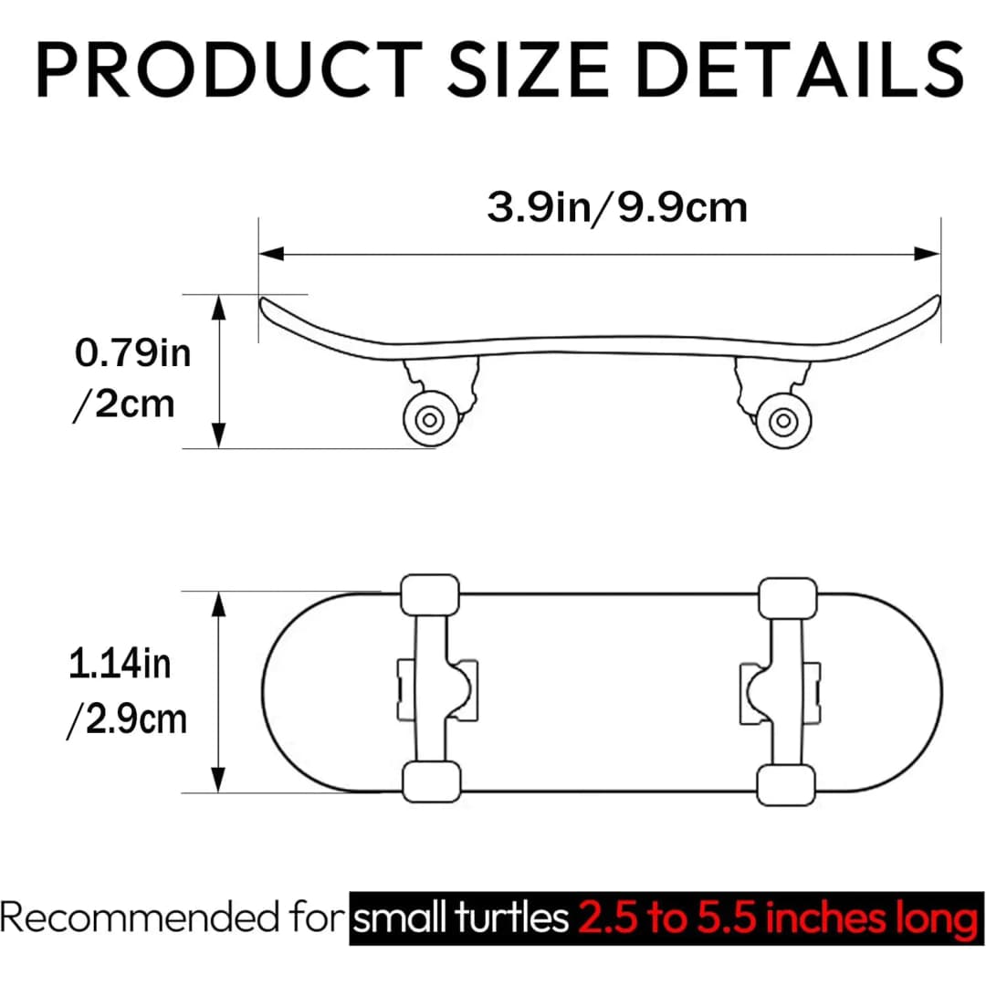 Turtle Skateboard Mini With Anti-Slip Pad, Smooth Rolling Wheels for Turtles, Tortoise and Bird Toys - 3
