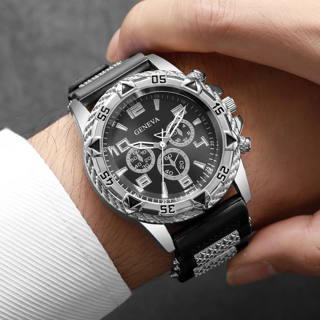 Fashion Silicone Strap Men Sports Watch Luxury Arabic Dial Business Quartz Wristwatch Reloj Hombre (Without Box) - 4