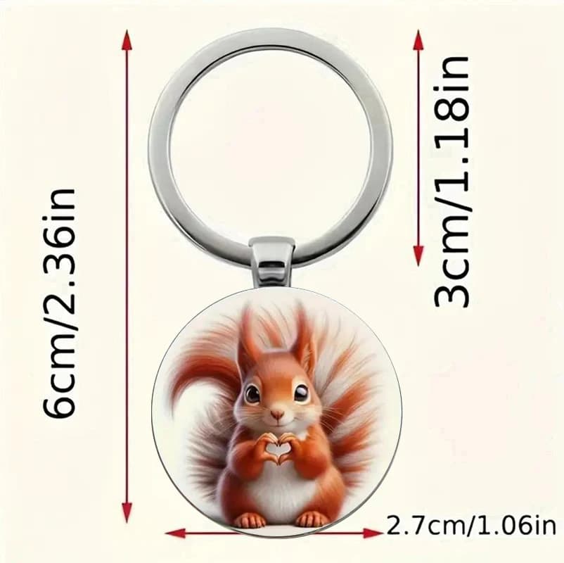 [الأزياء اليومية] سلسلة مفاتيح حب السنجاب الساحر - سبائك الزنك مع الرسوم التوضيحية السنجاب الأحمر، وإكسسوارات الأزياء للأمتعة - 2