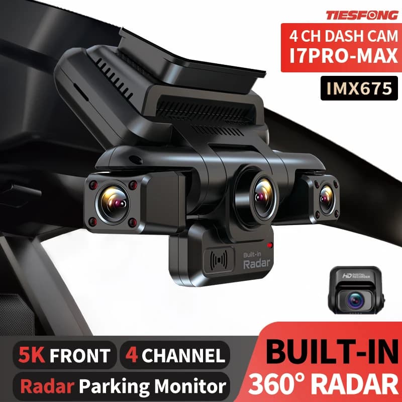 TiESFONG i7pro-MAX 5K 4CH GPS Dash Cam IMX675 360 Car Camera 24H Parking Mode WiFi Auto Video Recorder Starlight Night Vision