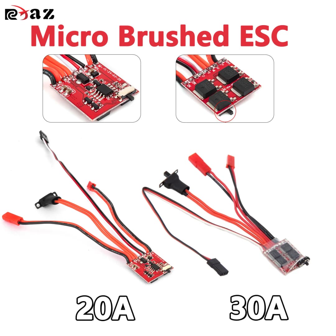متحكم سرعة كهربائي ESC صغير 20A 30A مفرش ESC للتحكم عن بعد 2S 4~8v لسيارة قارب دبابة RC صغيرة 1/16 1/18 1/24 مع فرامل