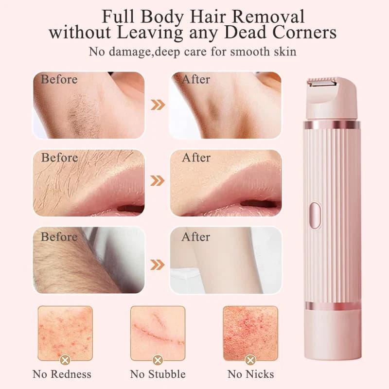 Bikini Trimmer Electric Razor for Women Body Underarm Leg Shaver Female Electric Painless Epilator Facial Mustache Hair Remover - 6
