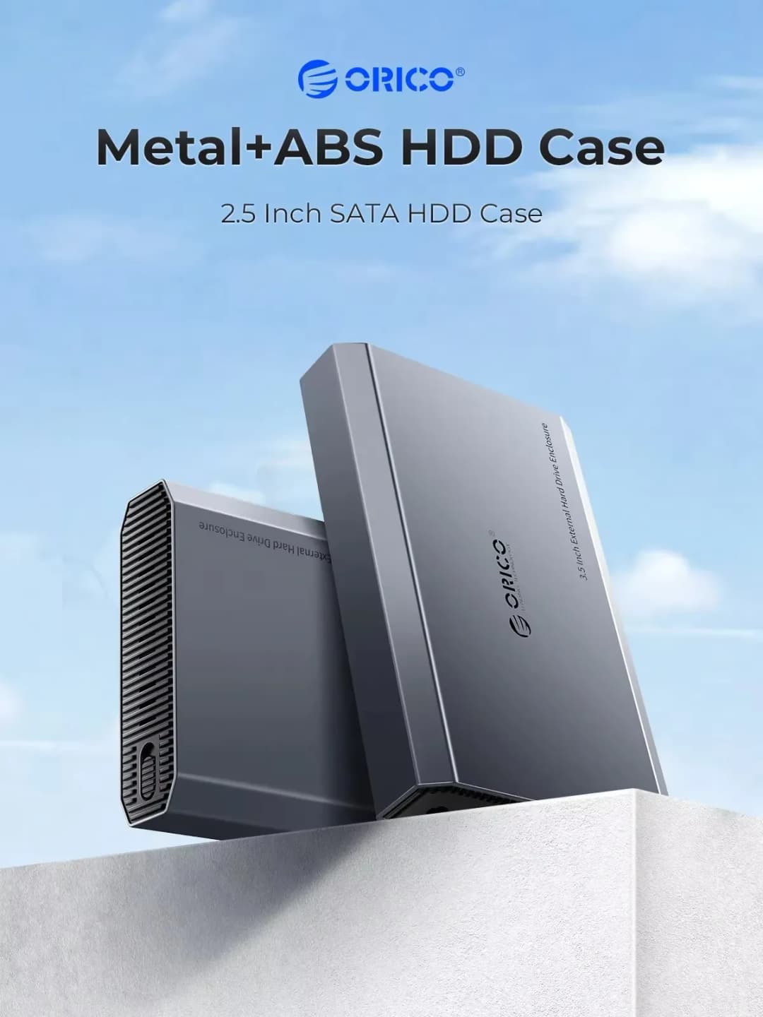 ORICO HDD Case 2.5/3.5 Inch Hard Drive Enclosure USB3.1 Type-C External HDD Case Aluminum Alloy & ABS with 12V2A Power Adapter - 2
