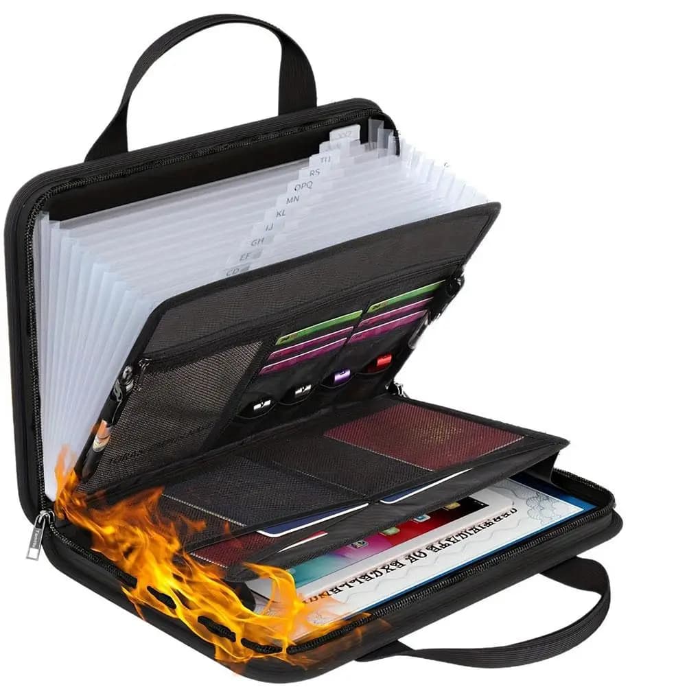 A4 Zipper File Bag Waterproof Fireproof Document Bag Foldable Accordion File Pouch Large Capacity Document Storage Bag - 2