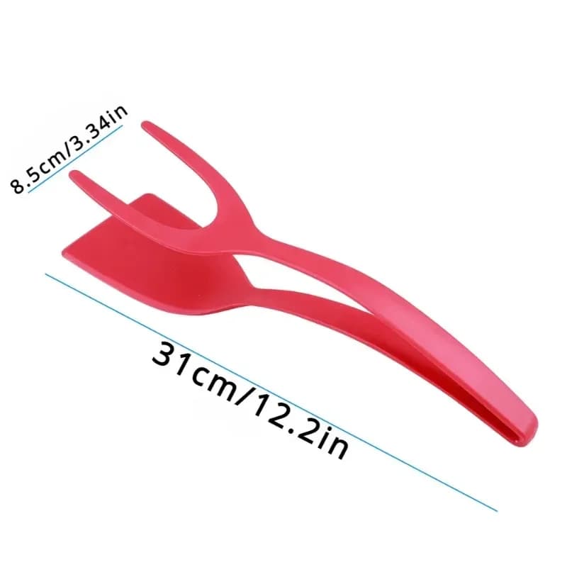 2 in 1 Nylon Grip Flip Tongs with Egg Spatula And Steak Turner Clamp Pancake Fried Turners Kitchen Cooking Accessories - 6
