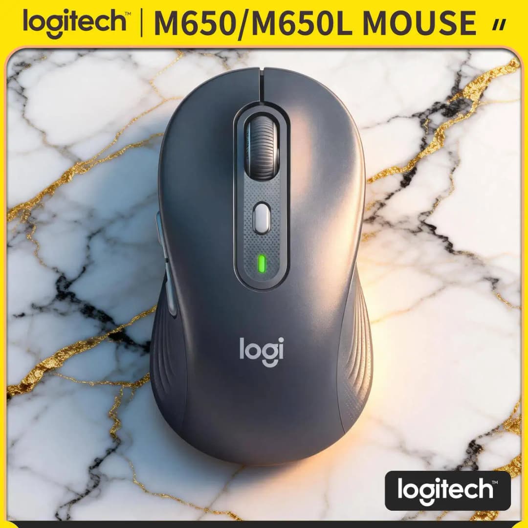 Logitech M650/M650L Wireless Ergonomic Mouse - 90% Quieter Operation, Sustainable Recycled Plastic, 5 Custom Buttons, 10m Range