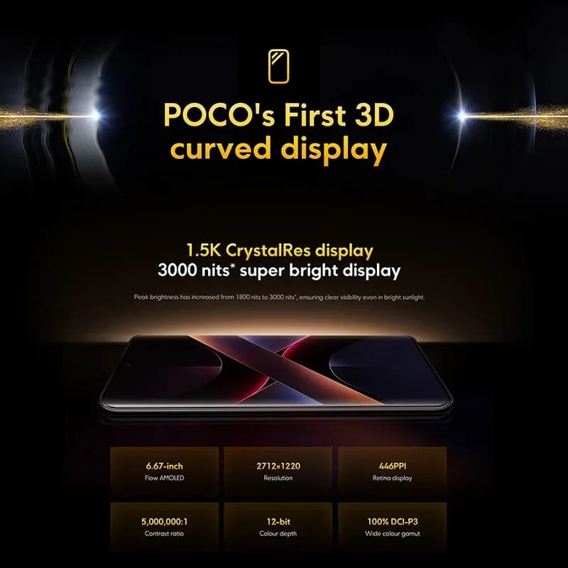 هاتف POCO X7 الإصدار العالمي معالج Dimensity 7300-Ultra شاشة منحنية 6.67 بوصة 1.5K AMOLED شحن توربو 45 واط NFC - 6