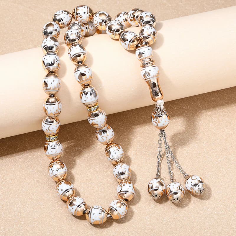 تسبيح سبحة صلاة الإسورة الإسلام مسلم سبحة صلاة تسبيح مكافحة زنكور حبات المسبحة Masbaha التأمل أساور للنساء الرجال - 2