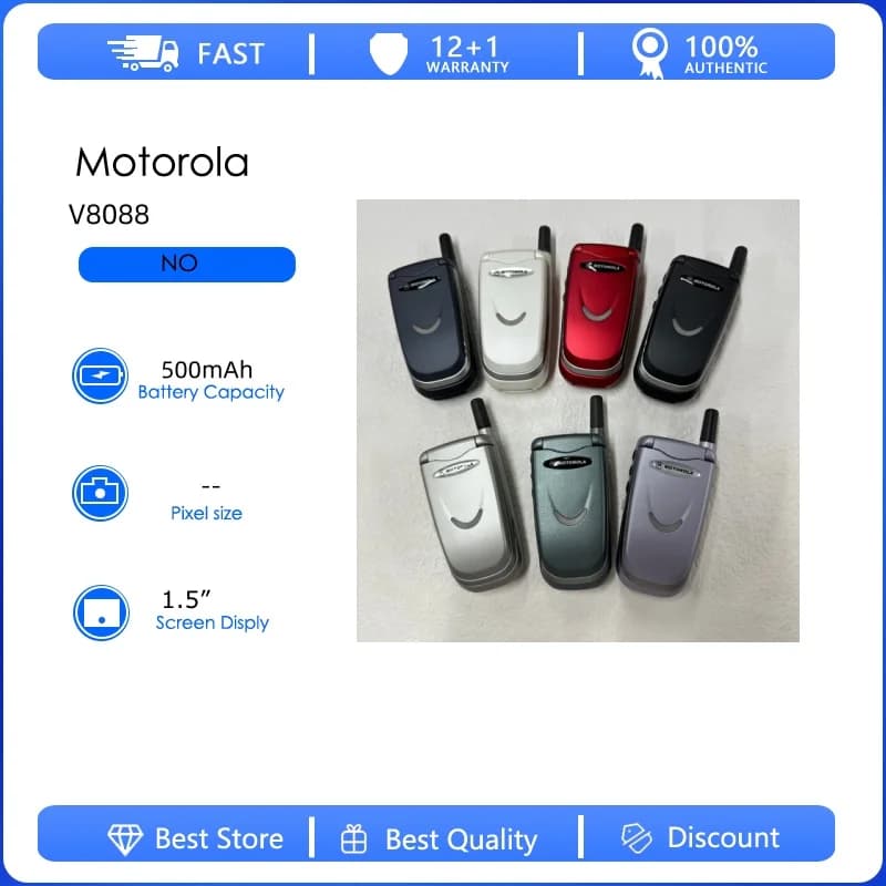 Refurbished-Original V8088 Motorola V8088  Detachable Battery 500mAh Cell Phone Wholesale Free shipping Only Support English